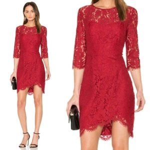 Cupcakes & Cashmere Joby Women red lace dress size 10 Assymetric Illusion